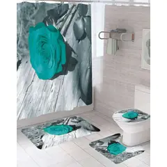 GENERICO - Juego 5 piezas con Cortina de baño de Tela Poliéster y Forro de Ducha de Plástico