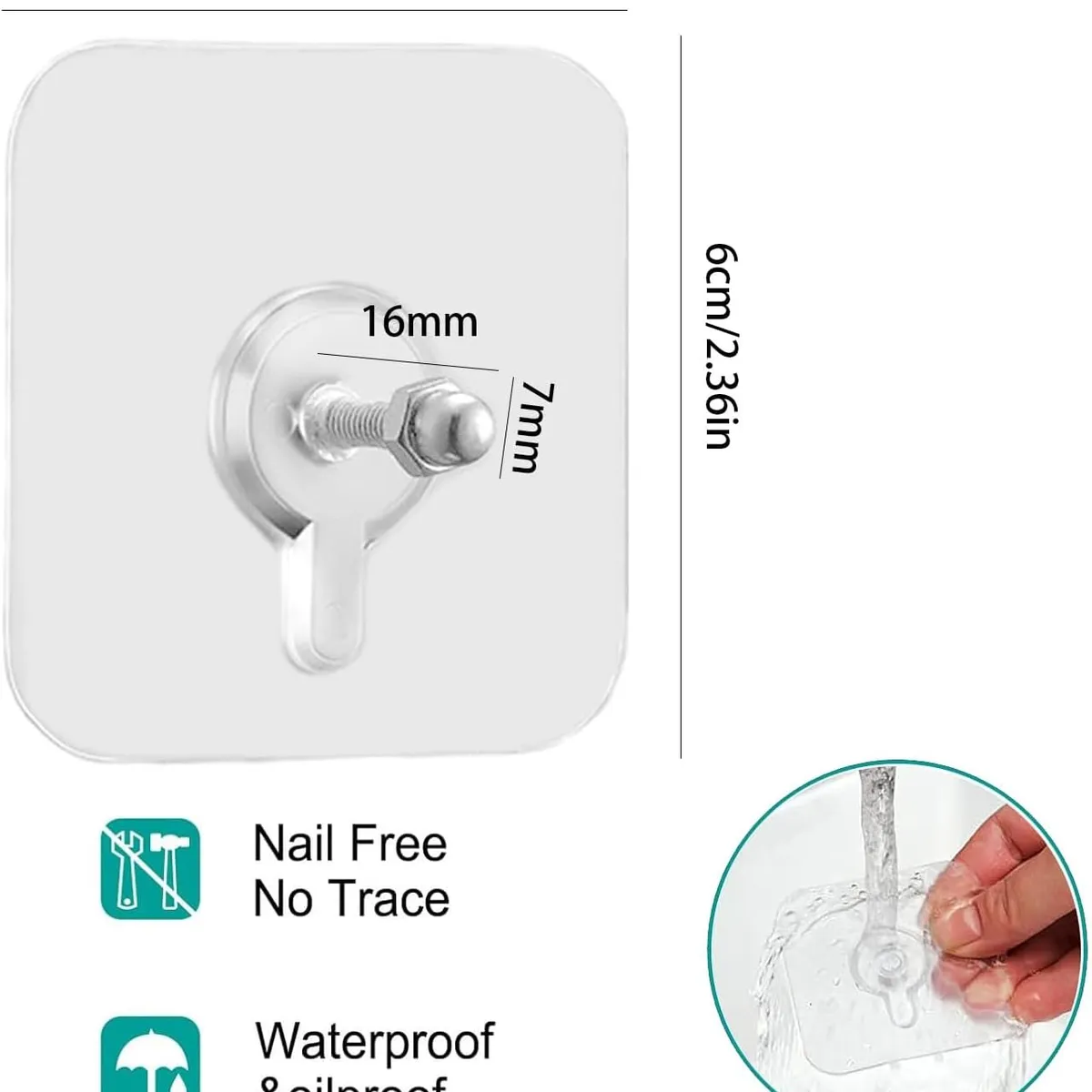 KINDA NICE - Pack 20 Colgador Forma Clavo Adhesivos De Pared Para Colgar
