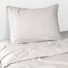 AMABILE - Juego de Sábanas 1 Plaza Grises Satinadas y Suaves  Algodón 100% Indio