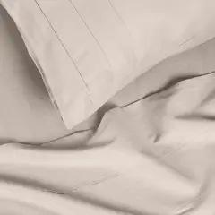 AMABILE - Juego de Sábanas 2 Plazas Beige Satinadas y Suaves  Algodón 100% Indio