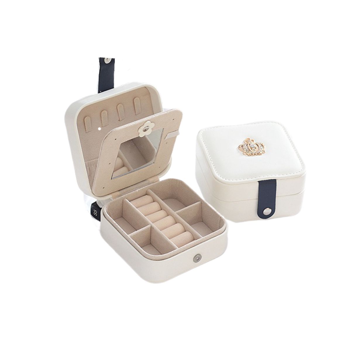 GENERICO - Organizador Joya Joyero Para Aros  Anillos Collar Caja De Almacenamiento De Joyas de Viaje11x11x5.8 Blanco