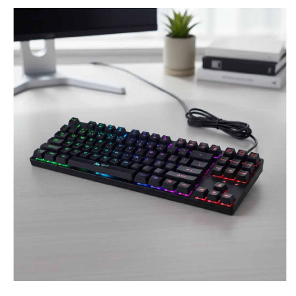 GENERICO - Teclado Gamer Qwerty Para Pc Luz Rgb Color Negro Negro Español Latinoamérica