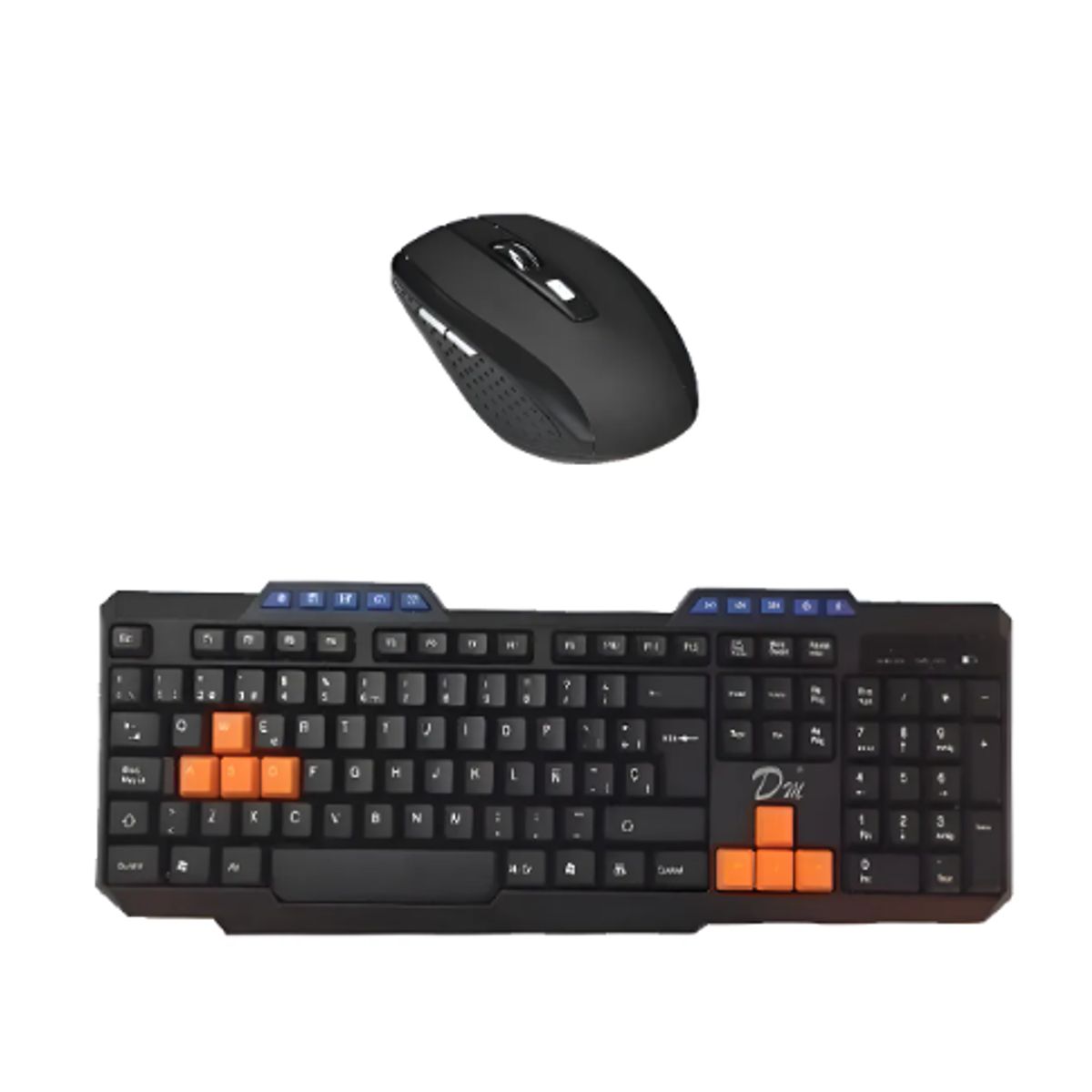 GENERICO - Kit Teclado Mouse Inalambrico Gamer Negronaranja Español España