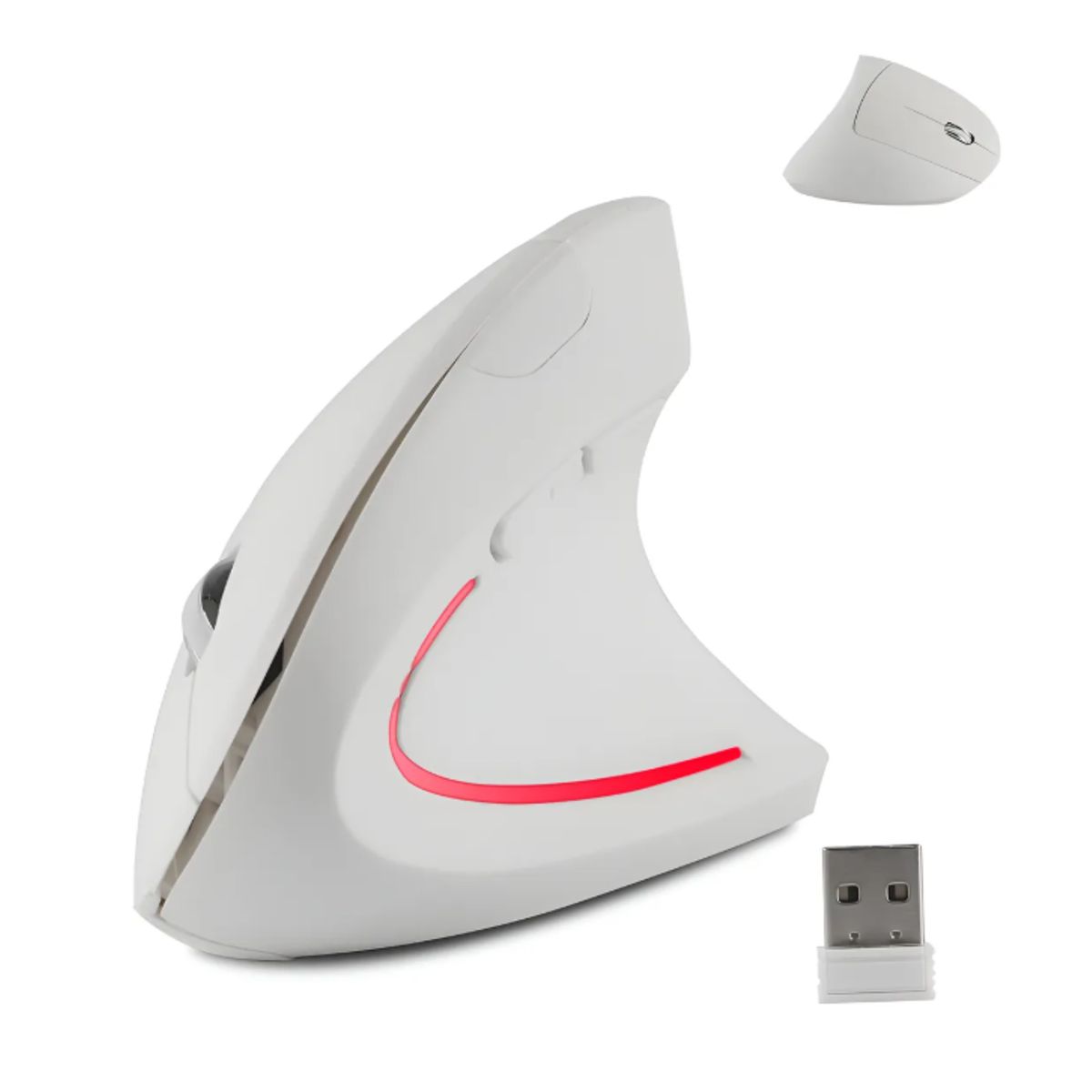 GENERICO - Ratón Vertical Inalámbrico Mouse Usb 24ghz Recargable Blanc