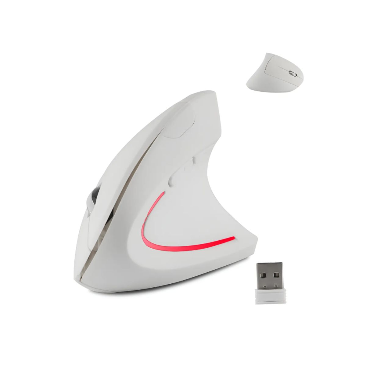 GENERICO - Ratón Vertical Inalámbrico Mouse Usb 24ghz Recargable Blanc