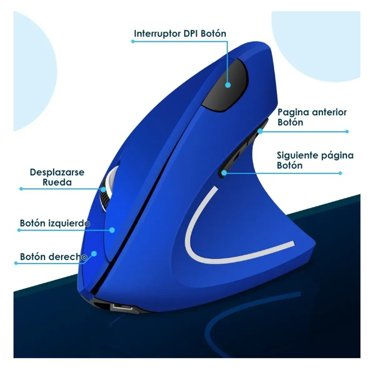 GENERICO - Mouse Vertical Inalámbrico Ergonómico Carga Usb