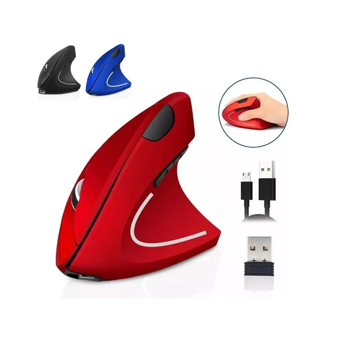 GENERICO - Mouse Vertical Inalámbrico Ergonómico Carga Usb