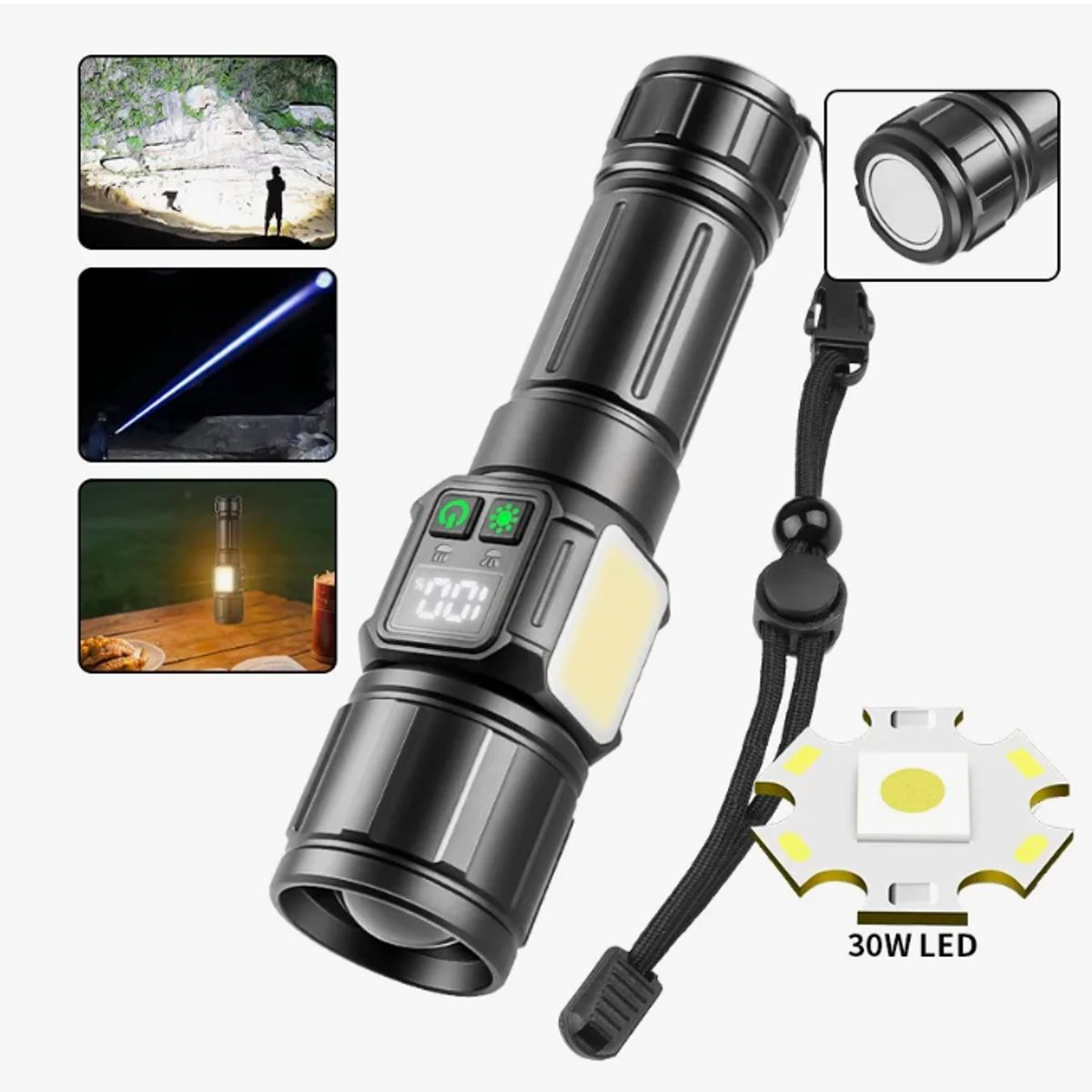 GENERICO - 30w Led Linterna Lámpara Táctica 220000 Lúmenes Camping