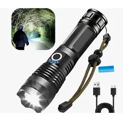 GENERICO - Linterna De Luz Táctica Led Con Zoom Portátil Recargable