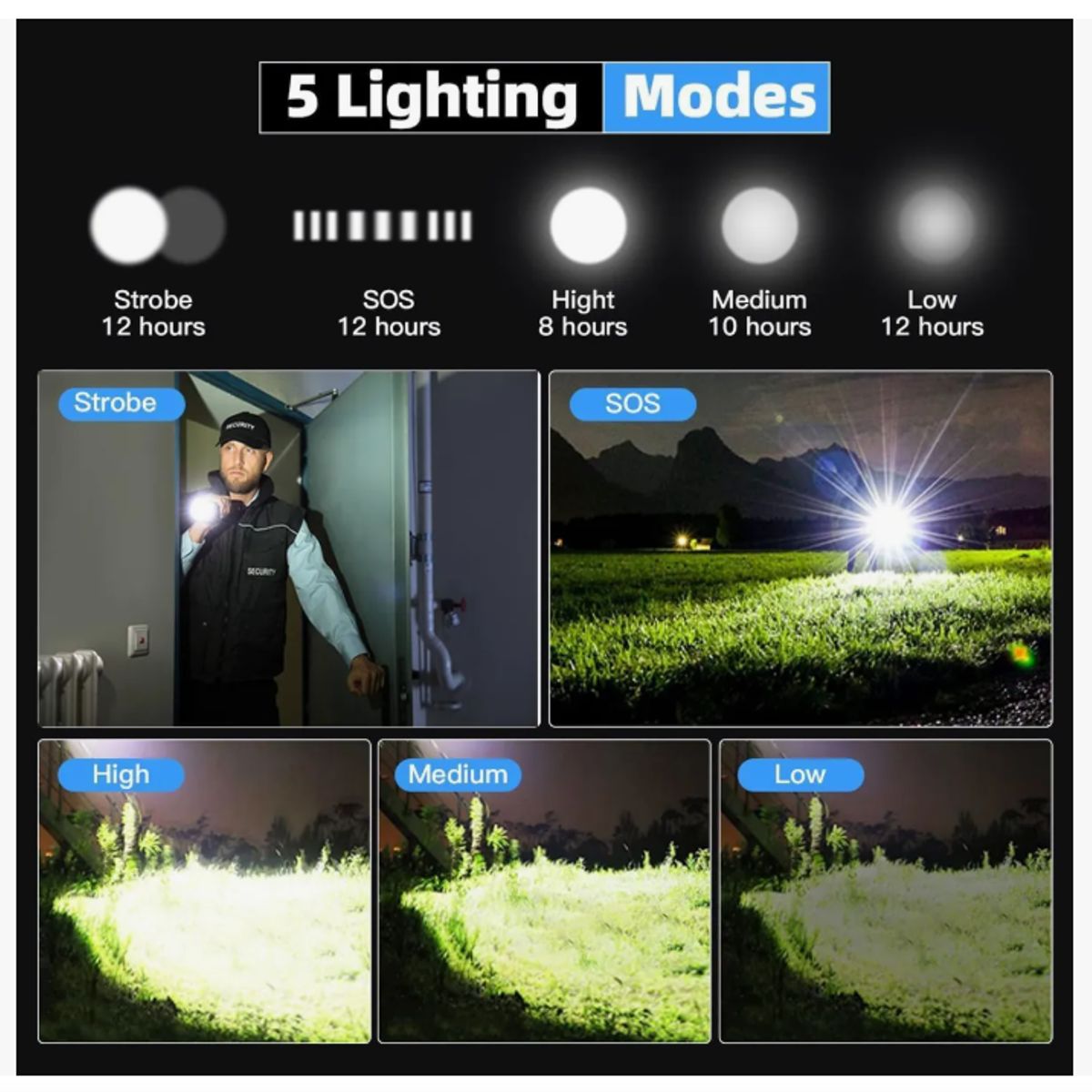 GENERICO - Linterna De Luz Táctica Led Con Zoom Portátil Recargable