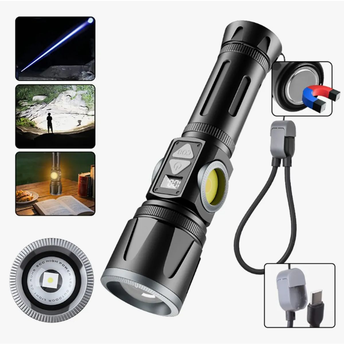 GENERICO - 2 Cob Led Linterna Lámpara Táctica 220000 Lúmenes Camping
