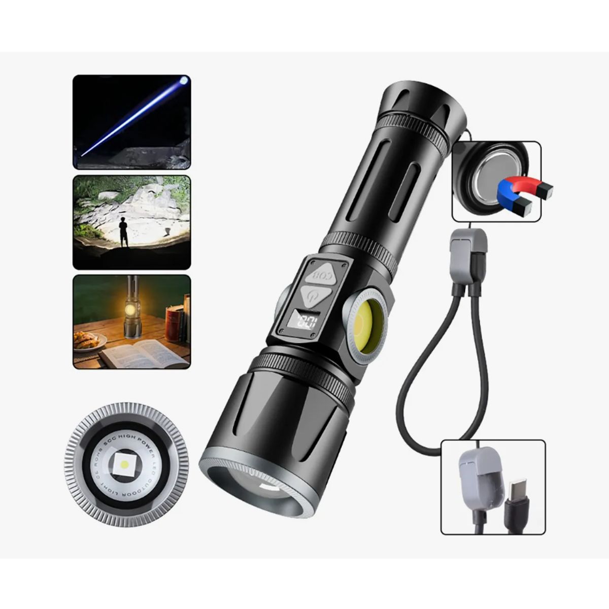 GENERICO - 2 Cob Led Linterna Lámpara Táctica 220000 Lúmenes Camping