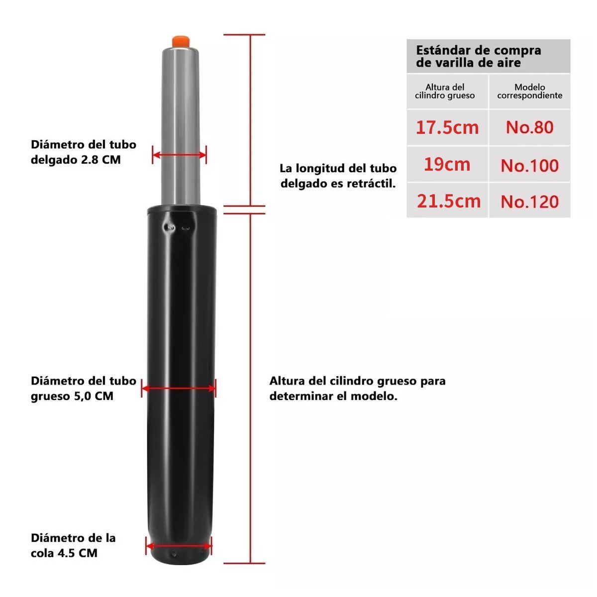 KINDA NICE - Piston Generico De 19cm Para Toda Silla