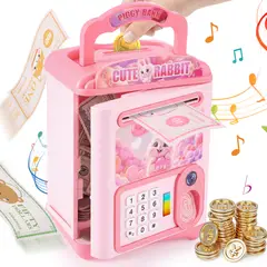 LUKOVEE - Alcancía Electrónica De Ahorro Clave Y Reloj Para Niños 6 pcs Rosa