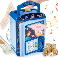 LUKOVEE - Alcancía Electrónica De Ahorro Clave Y Reloj Para Niños 6 pcs Azul