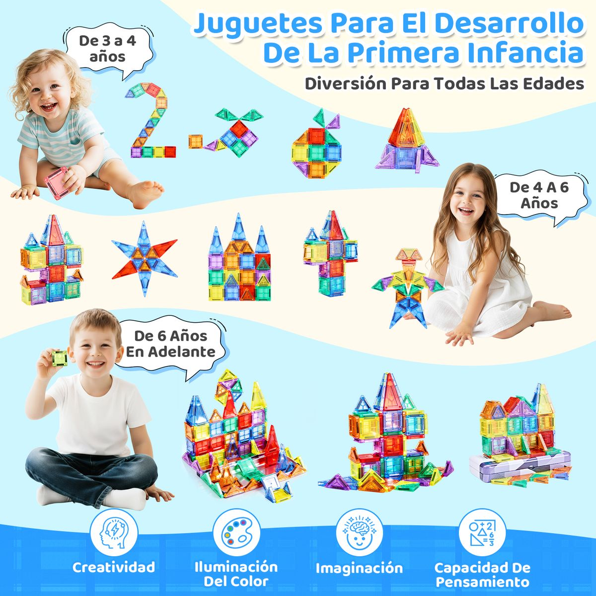 LUKOVEE - Bloques Magnéticos De Bricolaje De Juguete Magnético 70 pcs