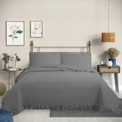 GENERICO - Cubrecama Quilt Reversible Gris Queen Magic Collection Martiné