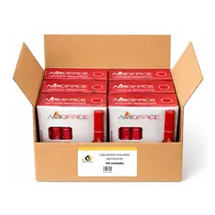 GENERICO - Caja Plumón Marcador Permanente Punta Redonda - 144 uds - Rojo - Tamano Unico