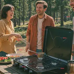 LINE - Cocina Encimera a Gas Licuado 4 Platos Cocinilla Negro