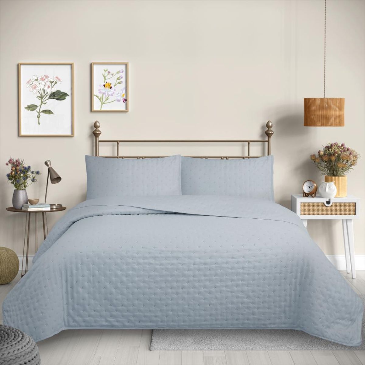 GENERICO - Cubrecama Quilt Color Gris  1,5 plazas Deluxe Collection Martiné