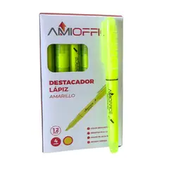 GENERICO - Caja de Resaltador Destacador - Caja 12 uds - Amarillo - Tamano Unico