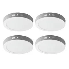 DRL - Pack 4 Panel Led Foco Plafón Sobrepuesto Redondo 18w Fría Blanco