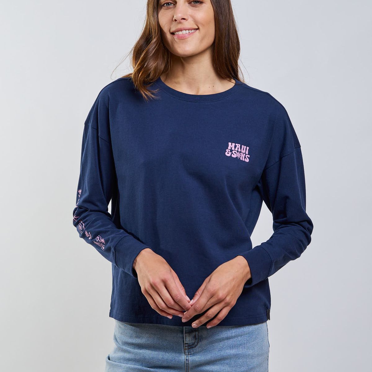 MAUI AND SONS - Polera ML Islandia Azul Mujer Maui And Sons