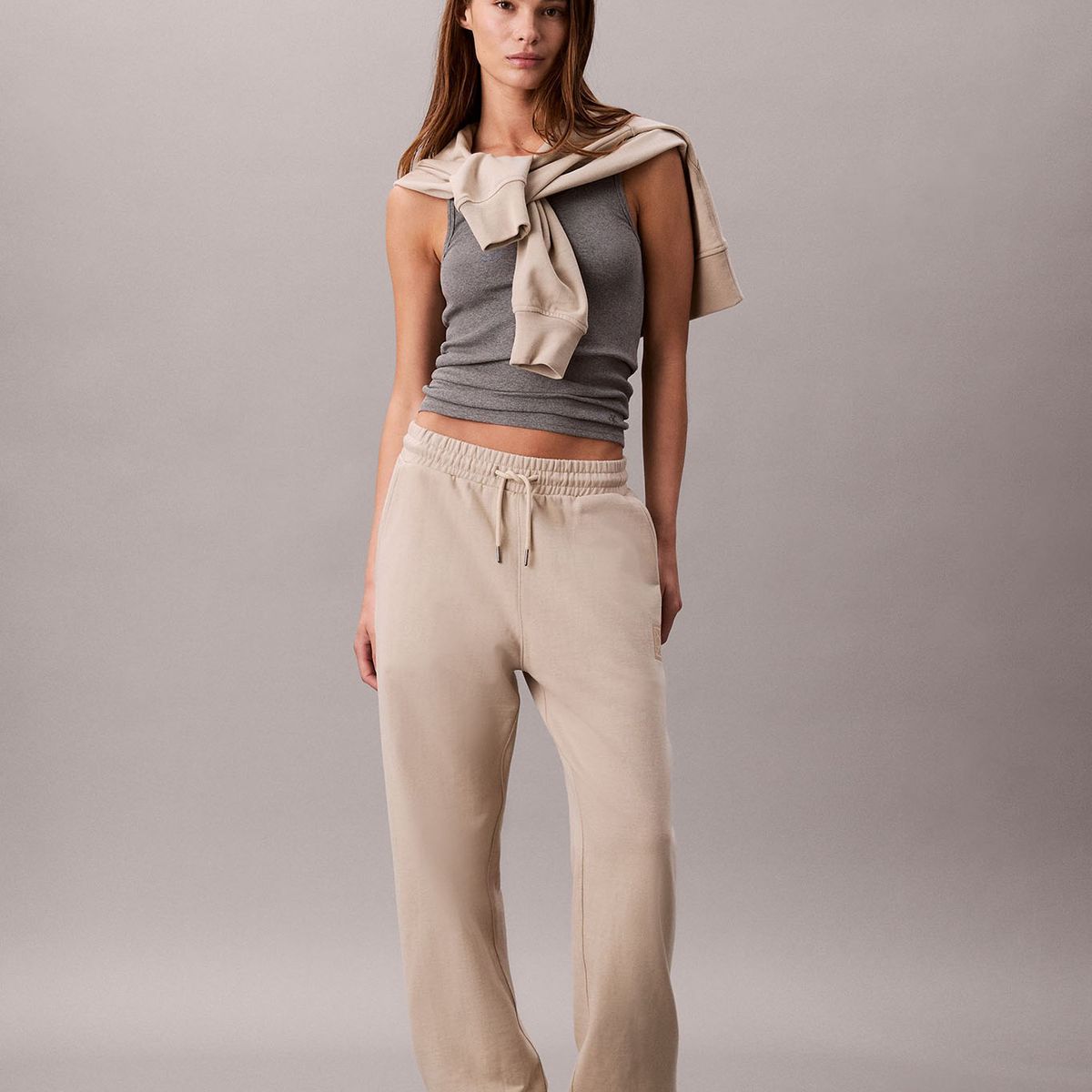 CALVIN KLEIN - Pantalón De Chándal Holgado Beige Calvin Klein