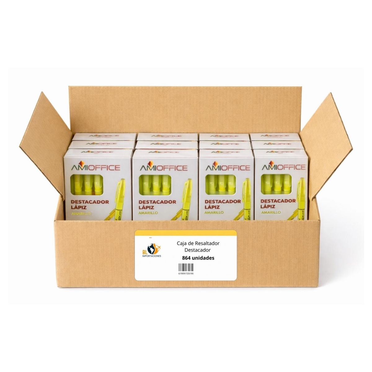 GENERICO - Caja de Resaltador Destacador - Caja 864 uds - Amarillo - Tamano Unico