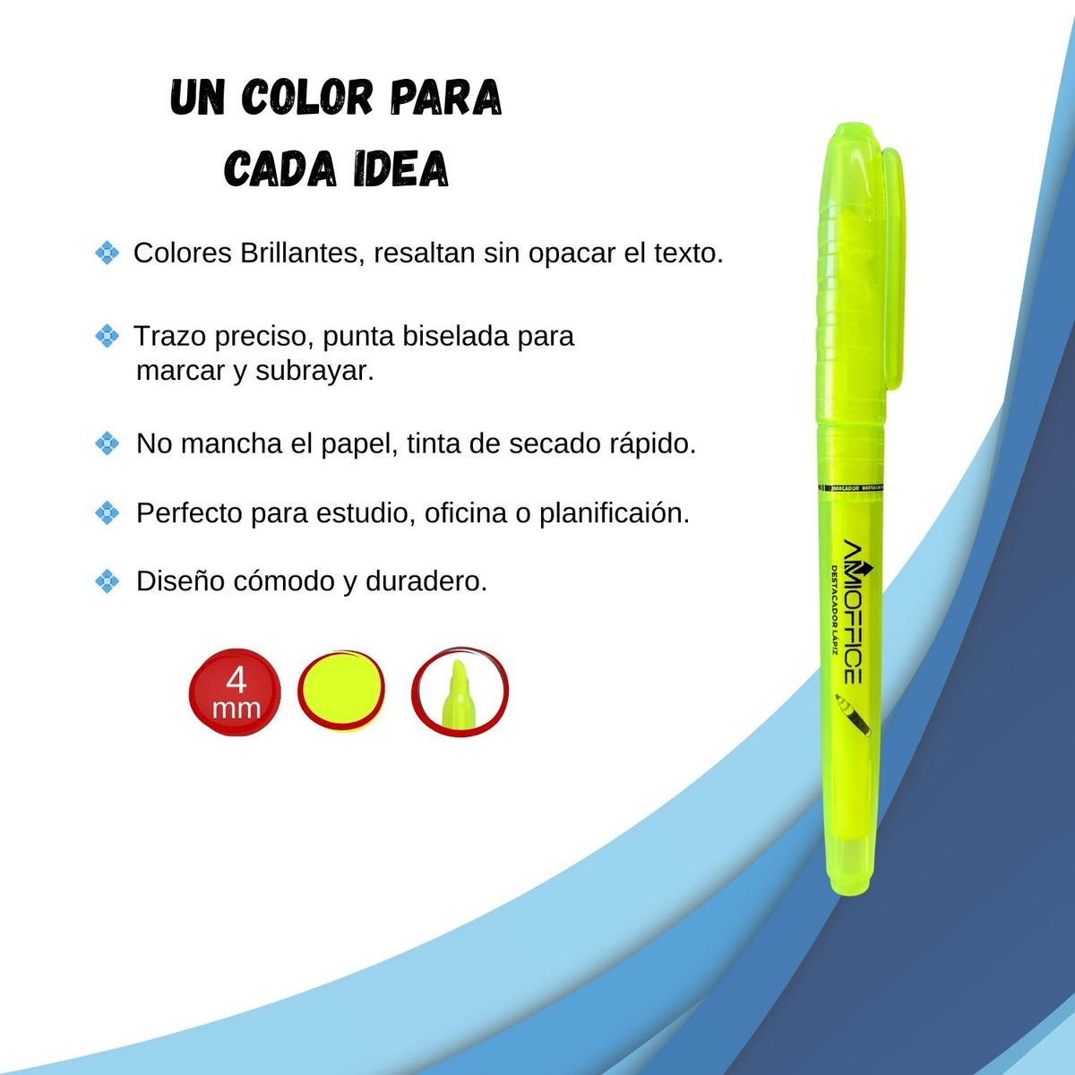 GENERICO - Caja de Resaltador Destacador - Caja 864 uds - Amarillo - Tamano Unico