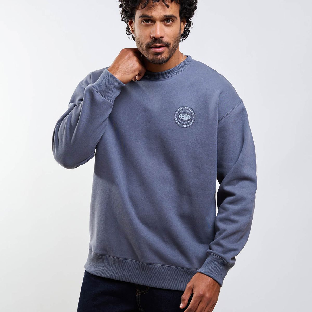MAUI AND SONS - Poleron CR Oval Seal Gris Hombre Maui And Sons
