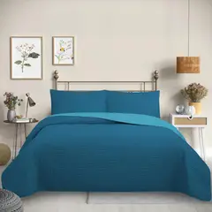 GENERICO - Cubrecama Quilt Reversible Color Turquesa - Trama Collection