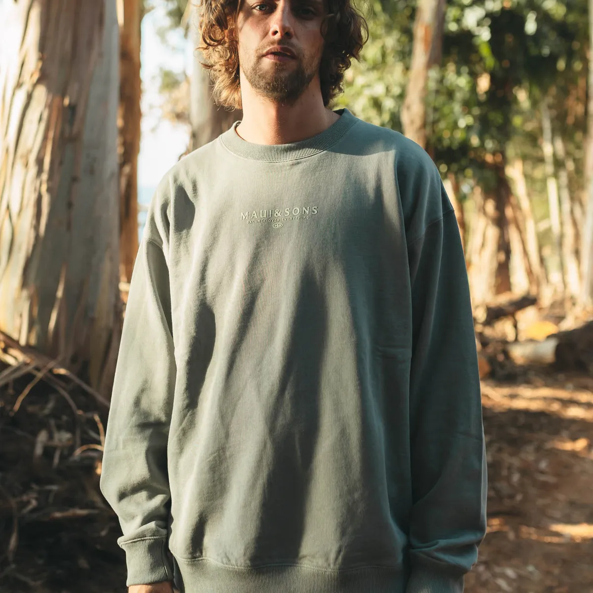 MAUI AND SONS - Poleron CR Balance Crew Verde Hombre Maui And Sons