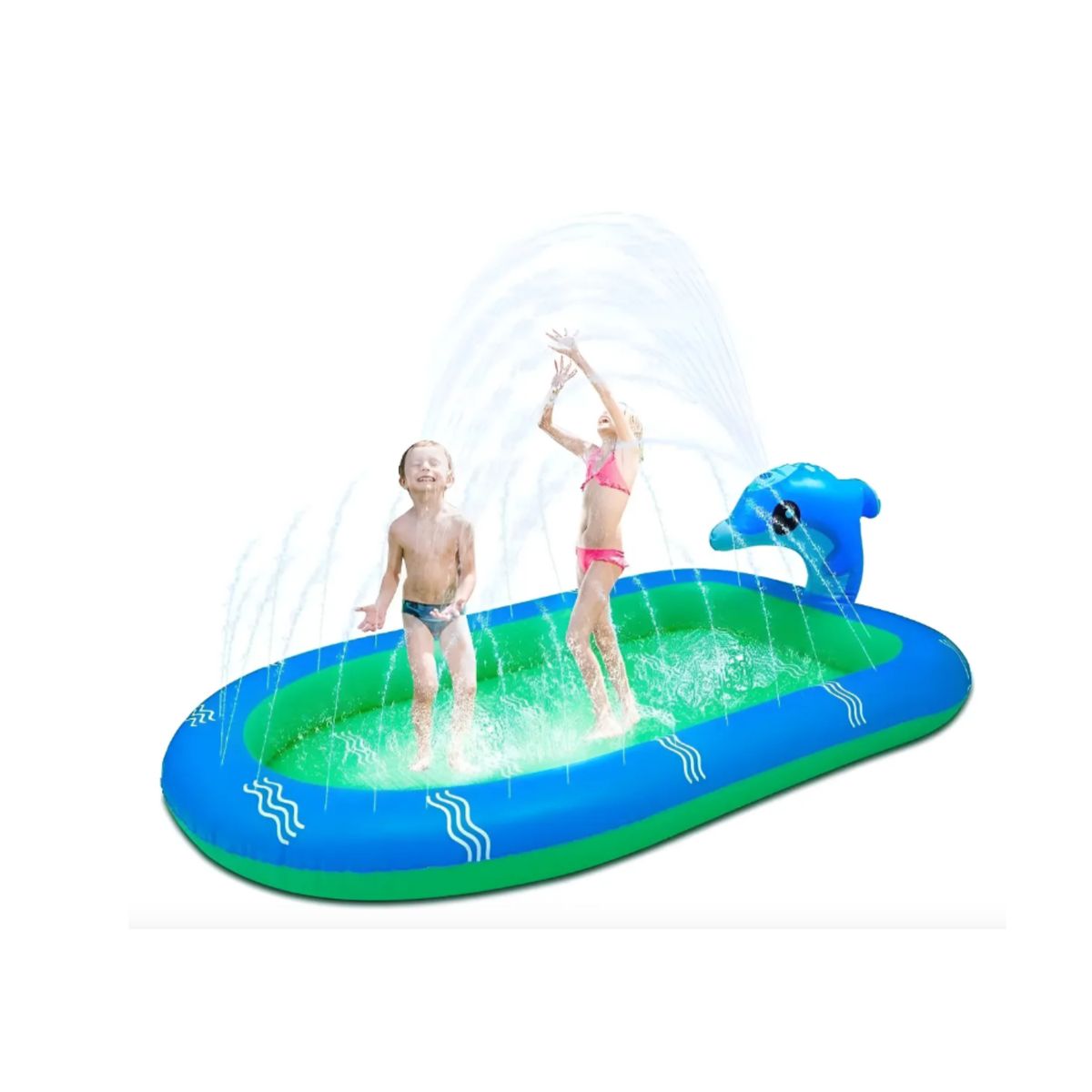 GENERICO - Piscina Inflable 170x110x45cm Dino Delfin Lanza Chorro Agua