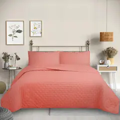 GENERICO - Cubrecama Quilt Color Coral 1,5 plazas Deluxe Collection Martiné