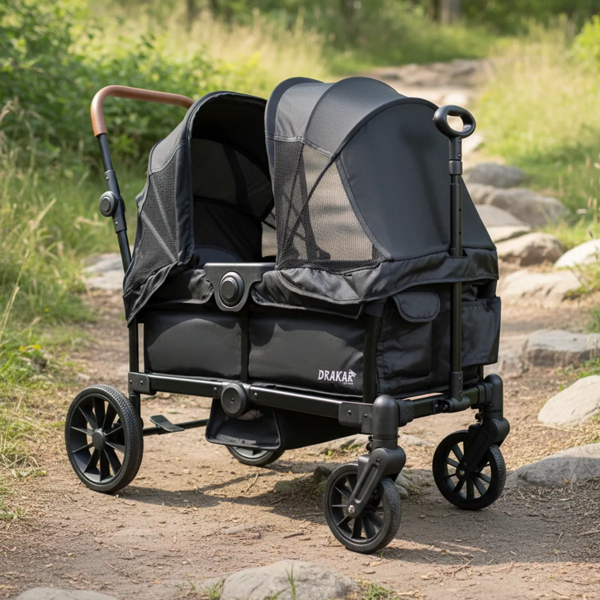 BEBESIT - Coche y Carro de Paseo Doble Wagon Drakar Negro