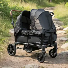 BEBESIT - Coche y Carro de Paseo Doble Wagon Drakar Negro
