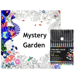 GENERICO - Set de Mándalas de 96 Dibujos + Lápices Tiralíneas 12 Colores