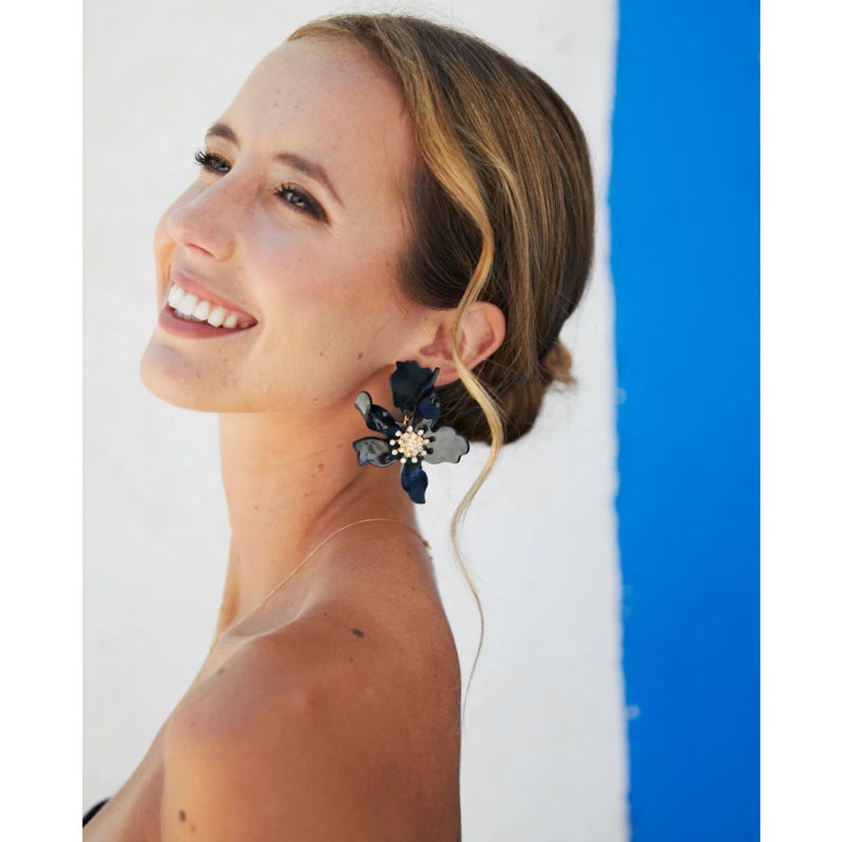 MI PLACARD - Aros Maxi Flor y Brillos Negro