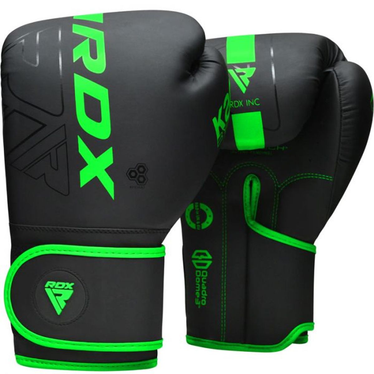 RDX - Guante de Boxeo F6 Negro-Verde 14oz