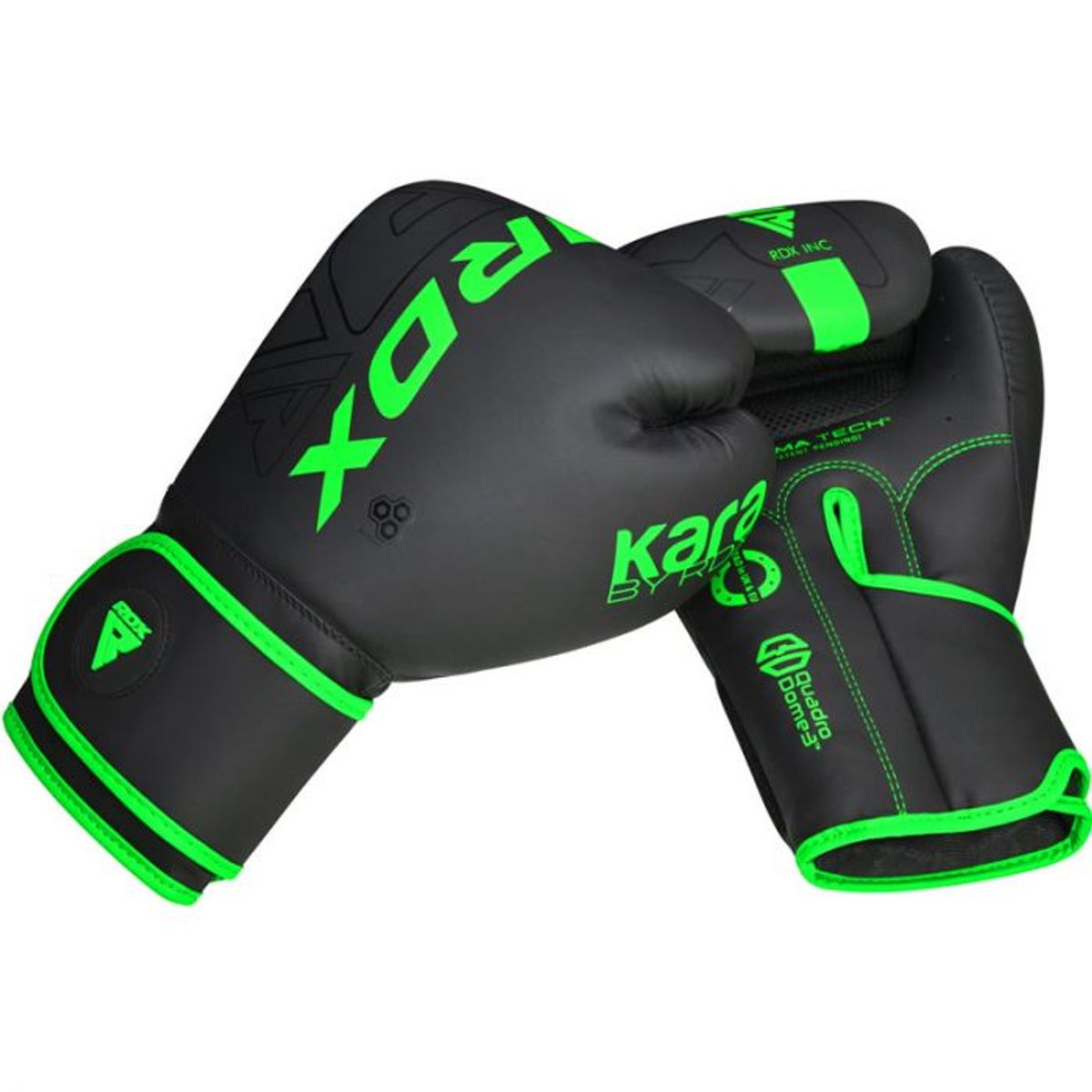 RDX - Guante de Boxeo F6 Negro-Verde 14oz
