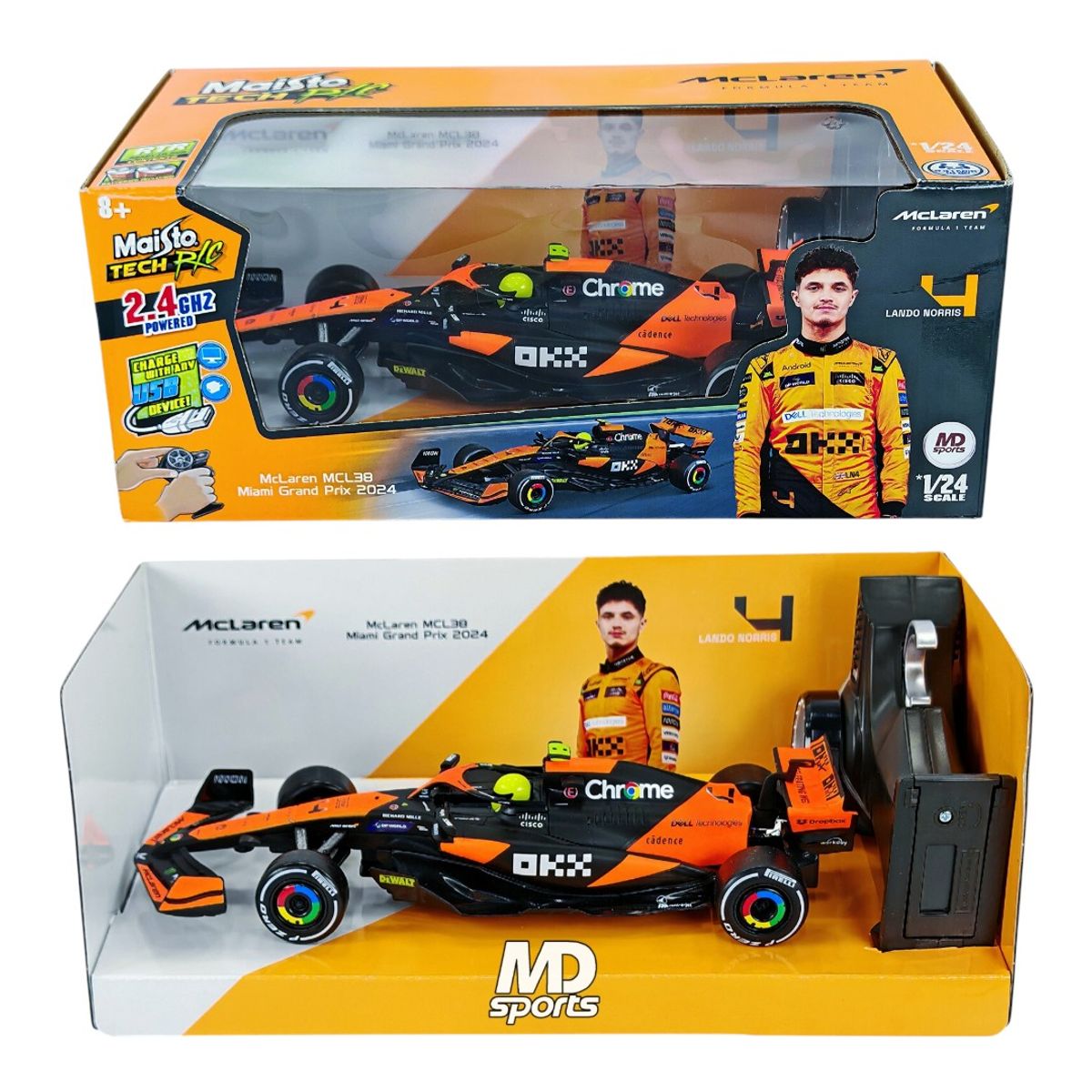 MAISTO - Auto Formula 1 McLaren Control Remoto MCL38 Miami GP #4 Lando Norris Maisto 1:24