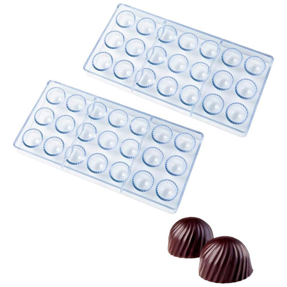 PASTELERIUSCL - X2 Molde Bombones Policarbonato Redondo 21 Cavidades Antiadherente Molde Policarbonato Trufa