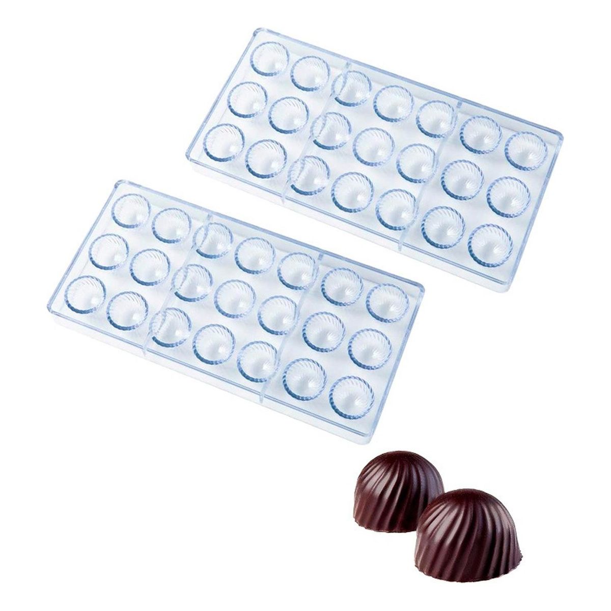 PASTELERIUSCL - X2 Molde Bombones Policarbonato Redondo 21 Cavidades Antiadherente Molde Policarbonato Trufa