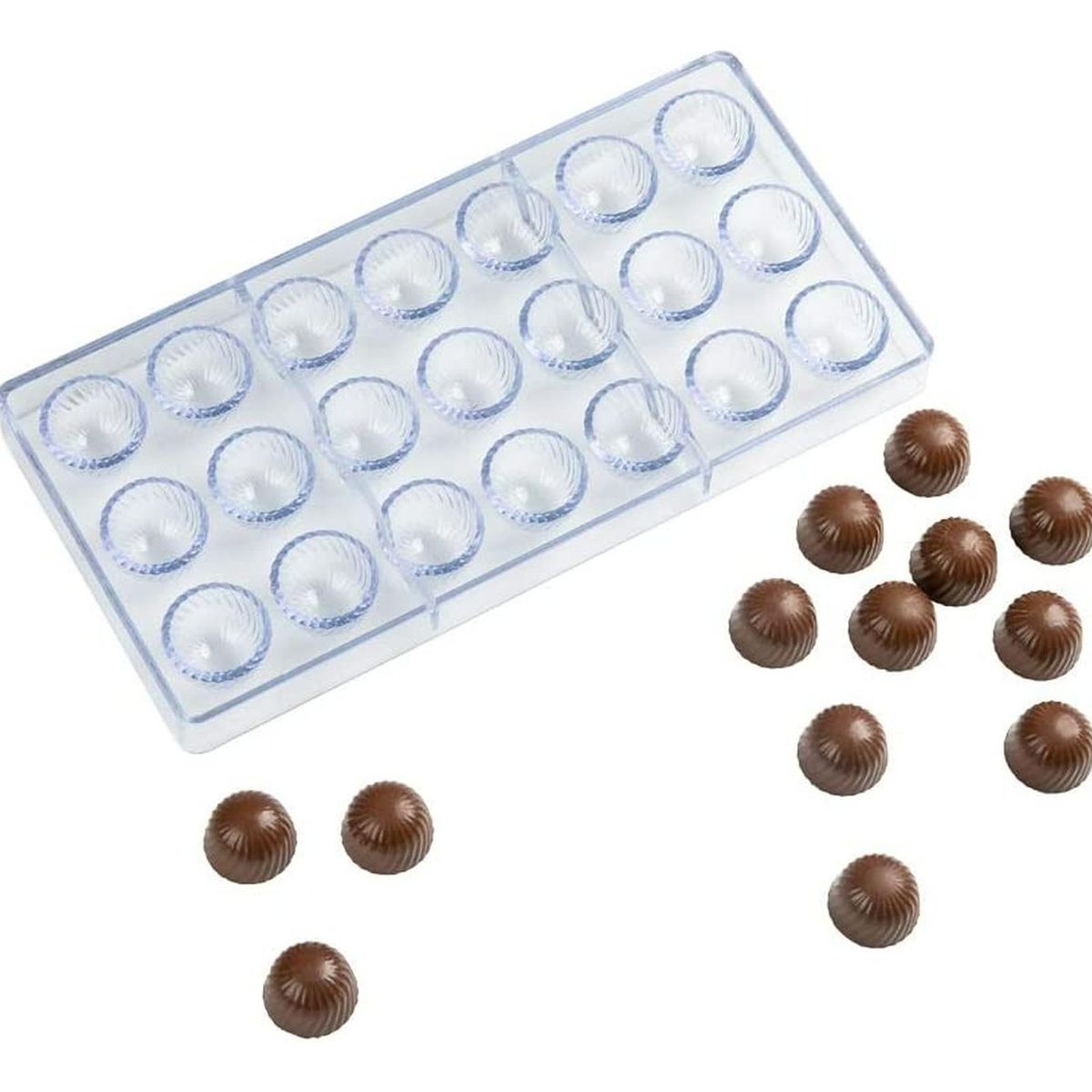 PASTELERIUSCL - X2 Molde Bombones Policarbonato Redondo 21 Cavidades Antiadherente Molde Policarbonato Trufa