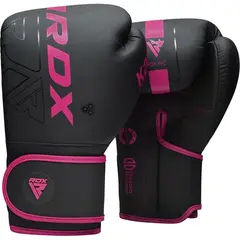 RDX - Guante de Boxeo F6 Negro-Rosado 16oz