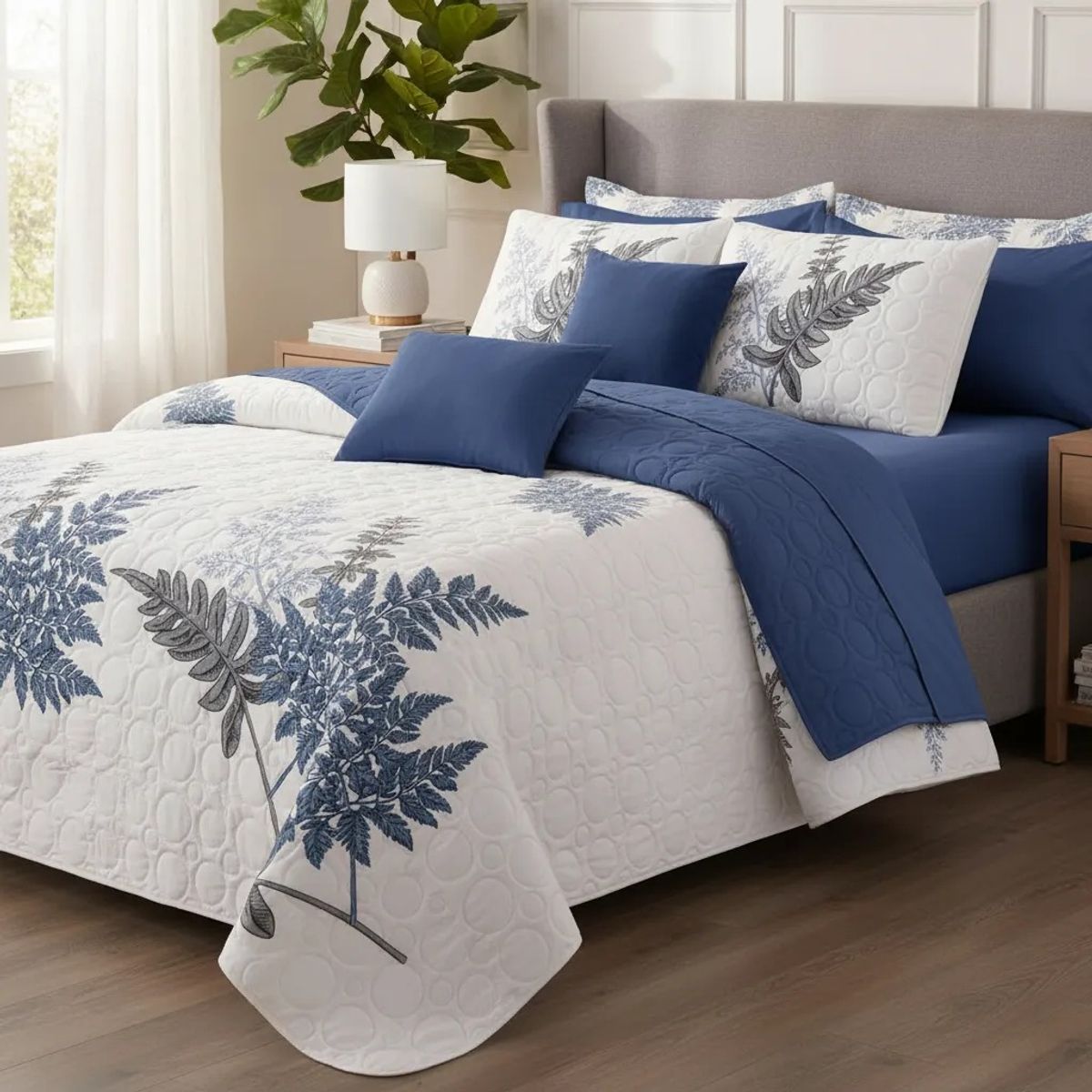 GENERICO - CUBRECAMA DE VERANO KING DISEÑOS ELEGANTES TELA QUILT DELGADO TF