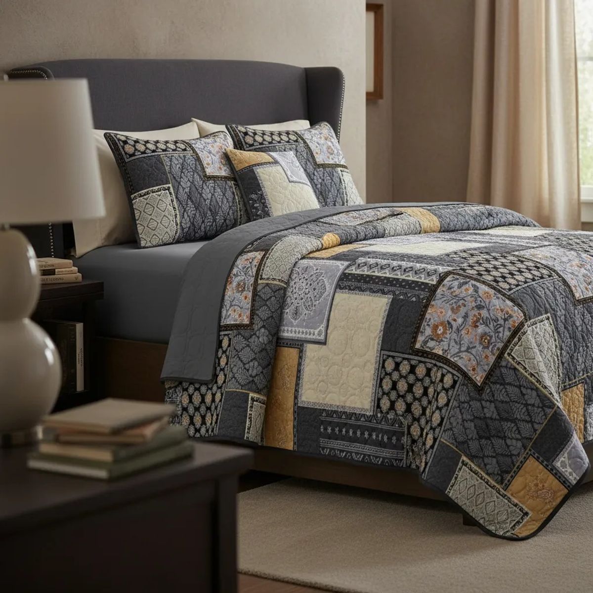 GENERICO - CUBRECAMA DE VERANO KING DISEÑOS ELEGANTES TELA QUILT DELGADO TF