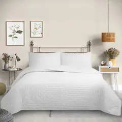 GENERICO - Cubrecama Quilt Color Blanco Super King Deluxe Collection Martiné
