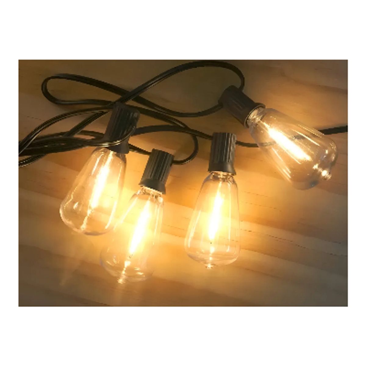 GENERICO - Guirnalda Solar LED IRM 5m 10 Focos G40 Calidos IP65 Cable Negro Exterior